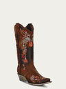 WOMENS_MULTICOLOR_FLORAL_EMBROIDERY_CHOCOLATE_LAMB_SNIP_TOE_COWBOY_BOOT-A3597 1 of 4