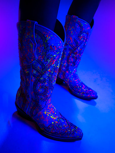 C3980 - WOMEN'S MULTICOLOR FLUORESCENT NEON ORANGE EMBROIDERY AND
