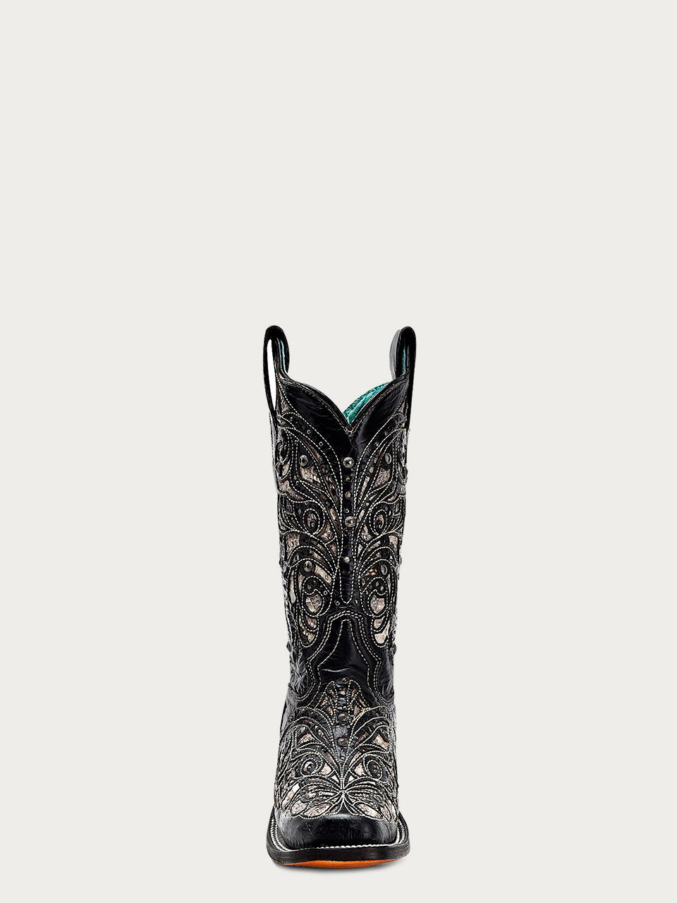 A4133 - WOMEN'S PYTHON INLAY BLACK SQUARE TOE COWBOY BOOT – Corral Boot ...