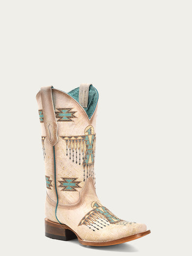 Z5219 - WOMEN'S WOVEN EAGLE EMBROIDERY SQUARE TOE COWBOY BOOT