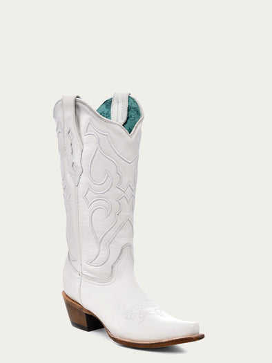 Z5046 - WOMEN'S EMBROIDERY WHITE SNIP TOE COWBOY BOOT – Corral