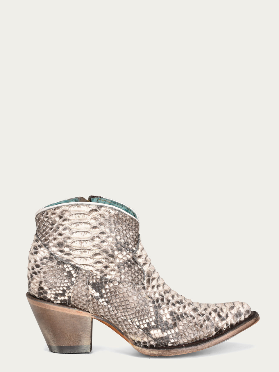 A4319 - WOMEN'S GENUINE FULL PYTHON J TOE BOOTIE WITH ZIPPER – Corral ...