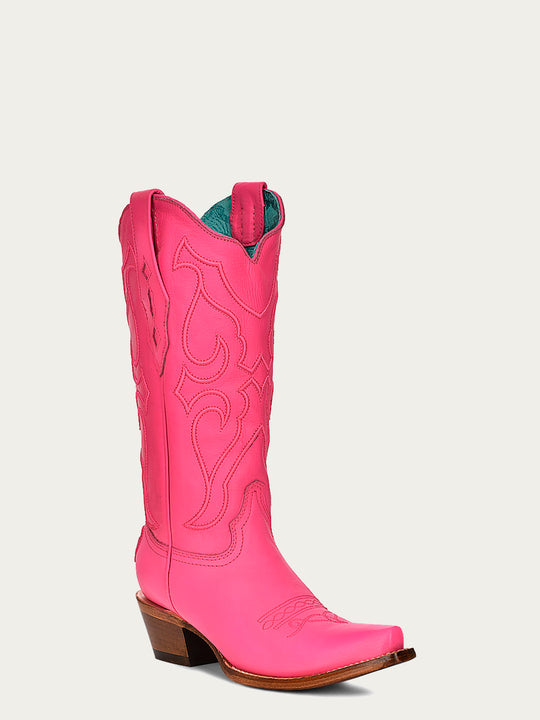 Corral Red Cowhide Cowgirl Boots - Snip Toe