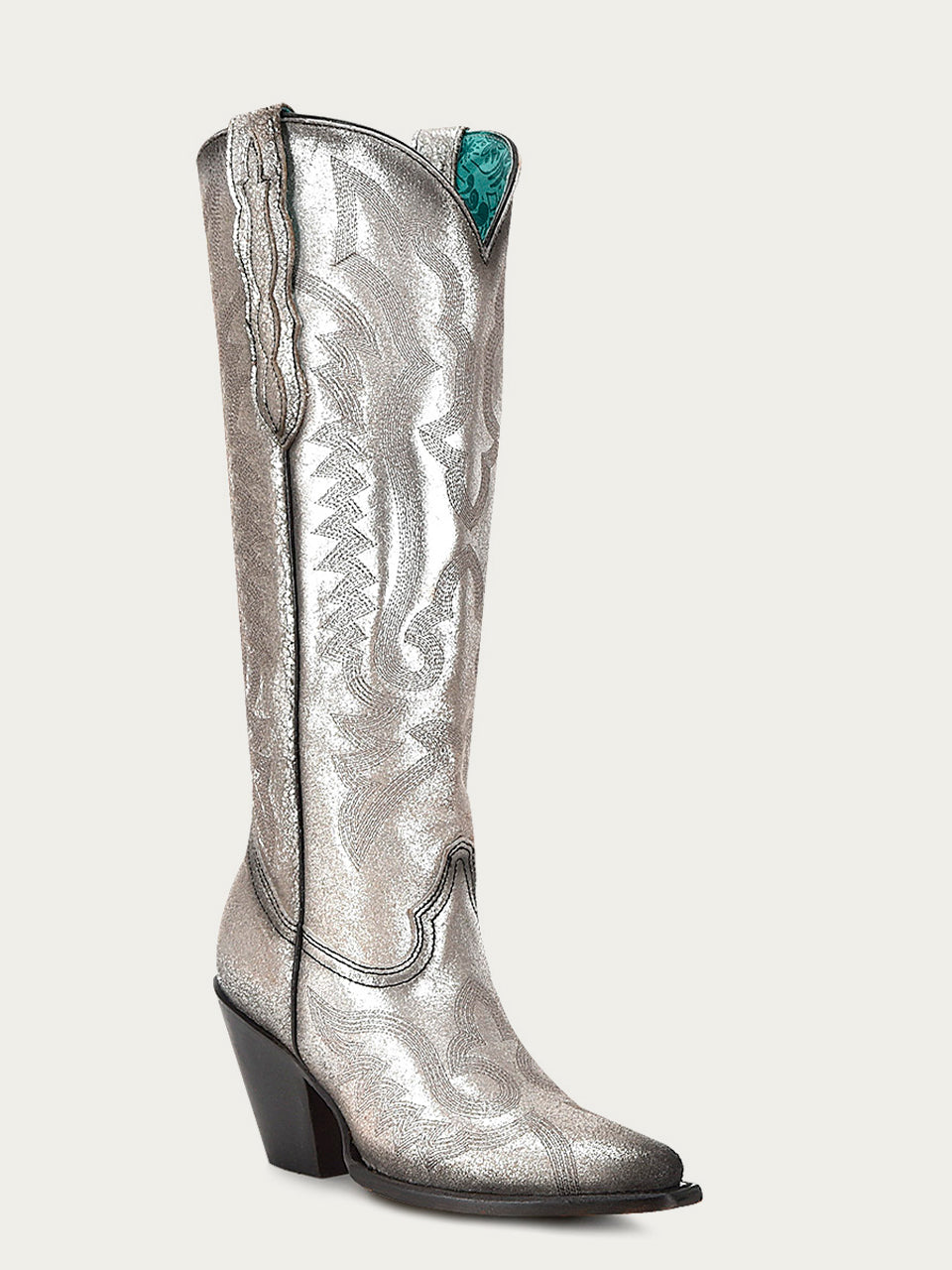 Z5224 - WOMEN'S EMBROIDERY SILVER POINTED TOE COWBOY BOOT