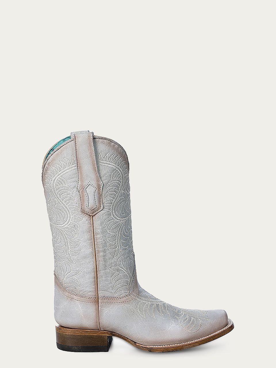 Z5294 - WOMEN'S EMBROIDERY WHITE SQUARE TOE COWBOY BOOT