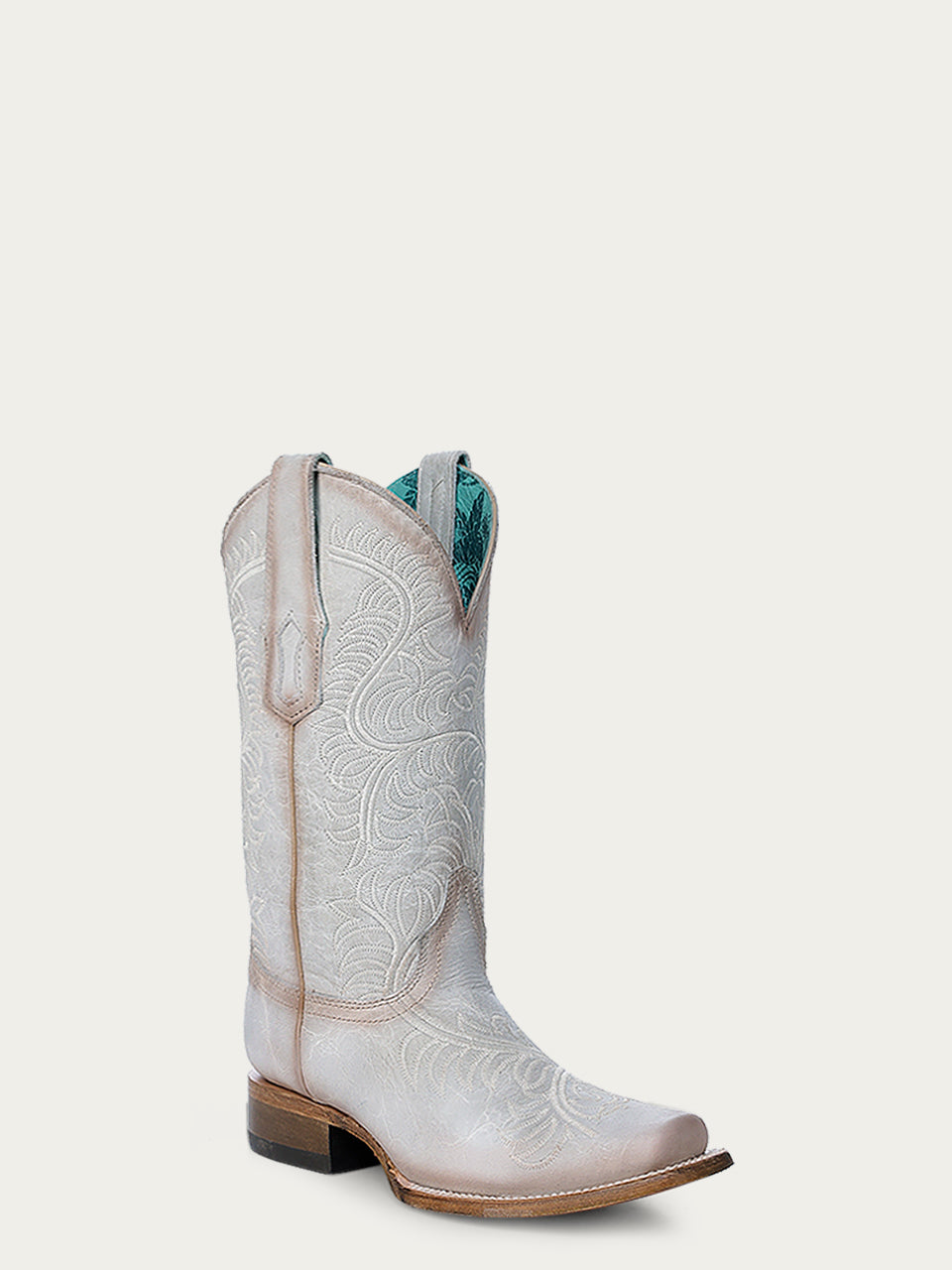 Z5294 - WOMEN'S EMBROIDERY WHITE SQUARE TOE COWBOY BOOT