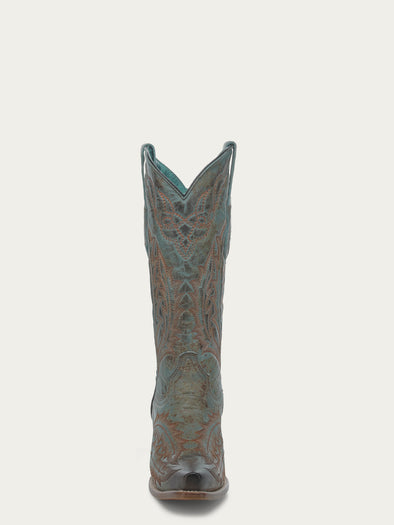 Z5345 - WOMEN'S EMBROIDERY VINTAGE WORN FINISH TURQUOISE SNIP TOE Z5345 - WOMEN'S EMBROIDERY VINTAGE WORN FINISH TURQUOISE SNIP TOE