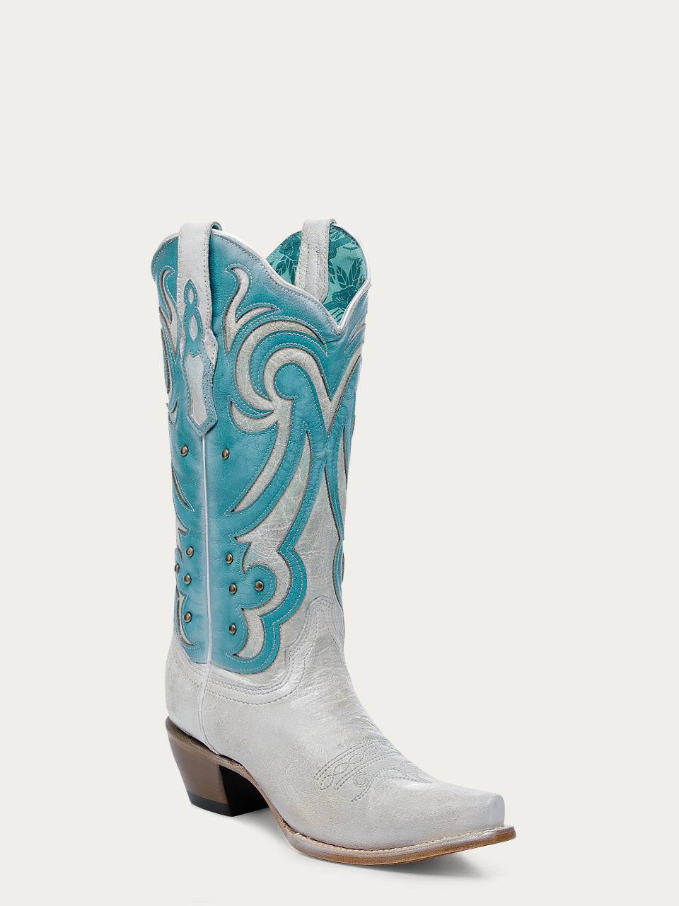 WOMENS_TURQUOISE_LASER_OVERLAY_WHITE_SNIP-TOE_COWBOY_BOOT-Z5390