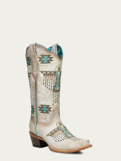 Z5410 - WOMEN'S WOVEN EAGLE TURQUOISE EMBROIDERY SNIP TOE COWBOY