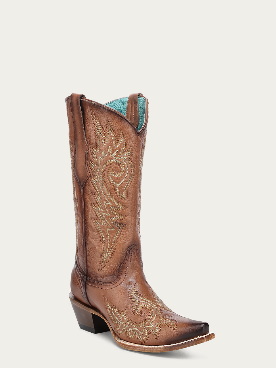 Z5506 - WOMEN'S SHEDRON FLAMES EMBROIDERY SNIP TOE COWBOY BOOT