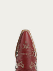Z5540 - WOMEN'S RED EMBROIDERY STARS OVERLAY AND STUDS SNIP TOE
