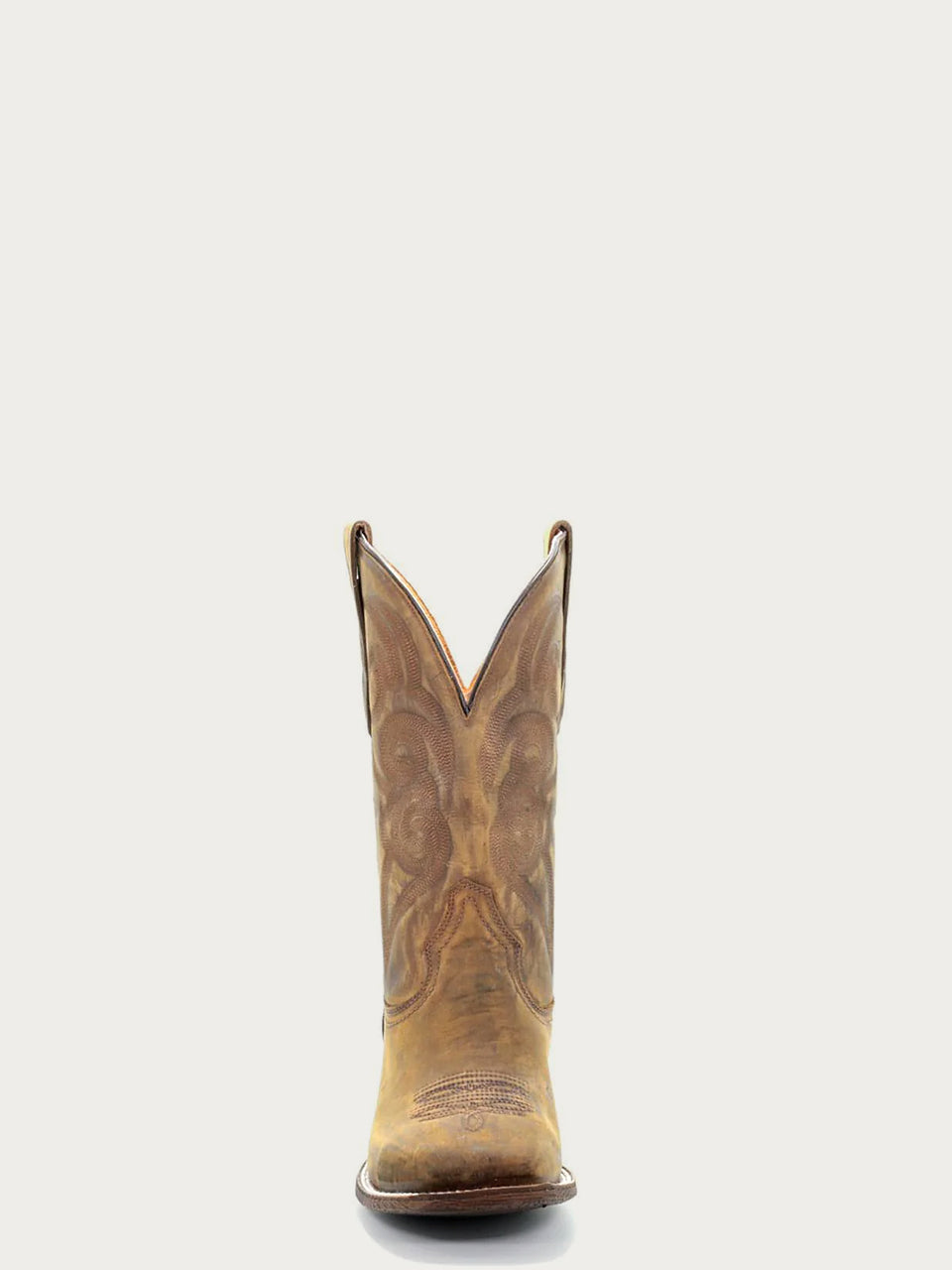 Cowboy boot Golden Embroidery Sq. Toe  leather is hand sanded and accented with a subtle yet distinct embroidery back view